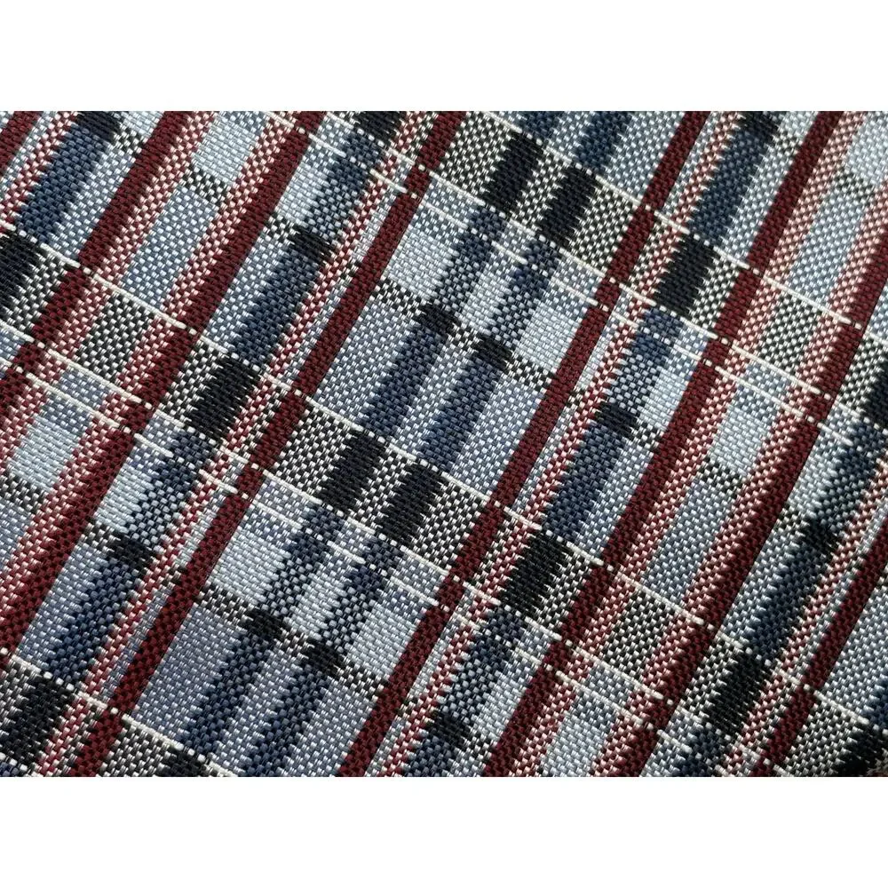 BURMA BIBAS Men's 100% Silk Neck Tie Red White‎ Blue Striped - USA America EUC